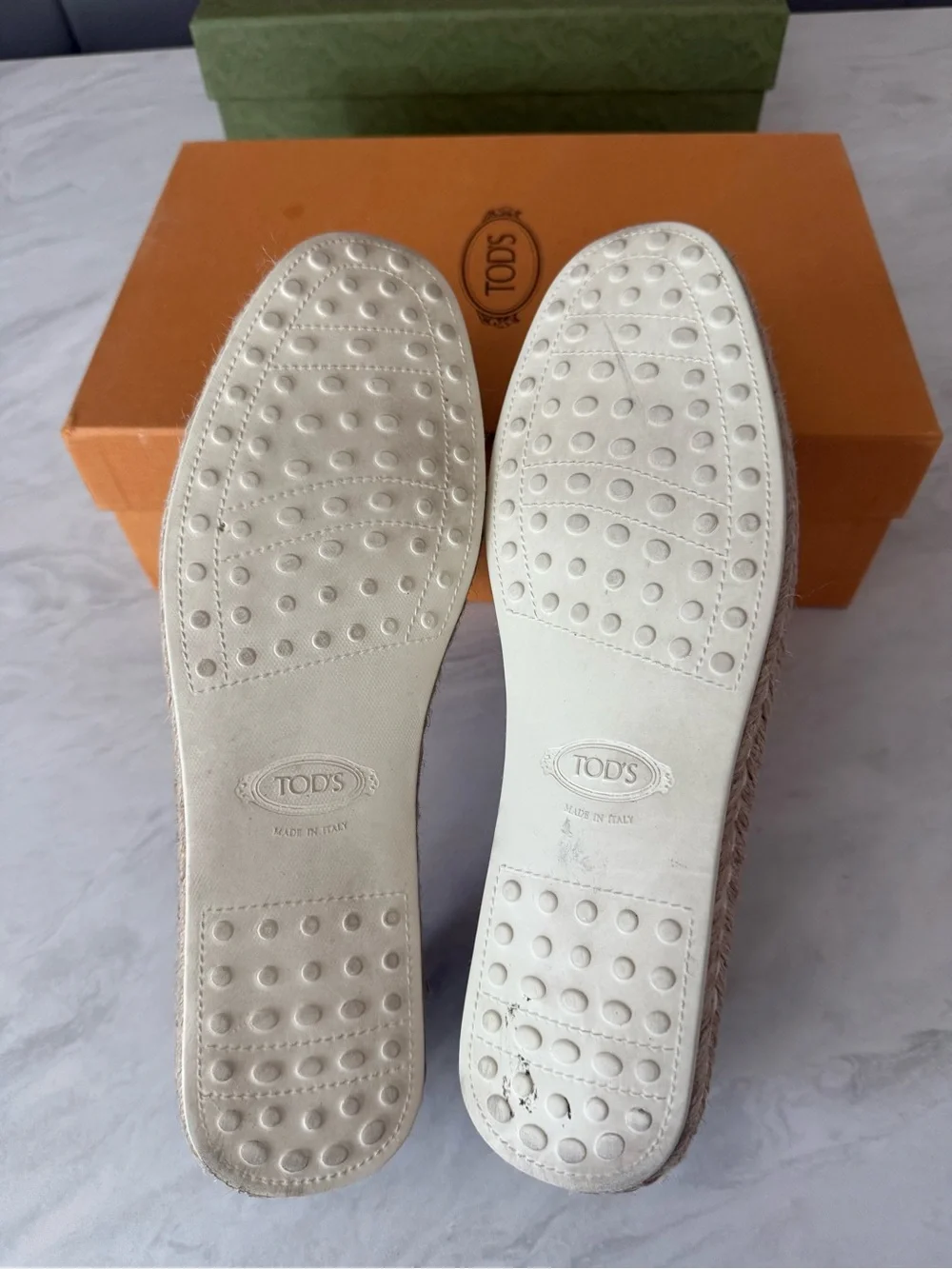 TOD'S Navy Suede leather Espadrille Slip-Ons with logo embroidered Sz 39.5